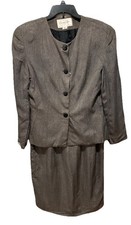 Christian Dior The Suit Vintage Womens Jacket Skirt size 10 Grey/Black USA
