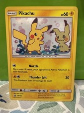 Pikachu+Mimikyu SM162 Sole e Luna Stella Nera Promo Swirl Holo Card TCG