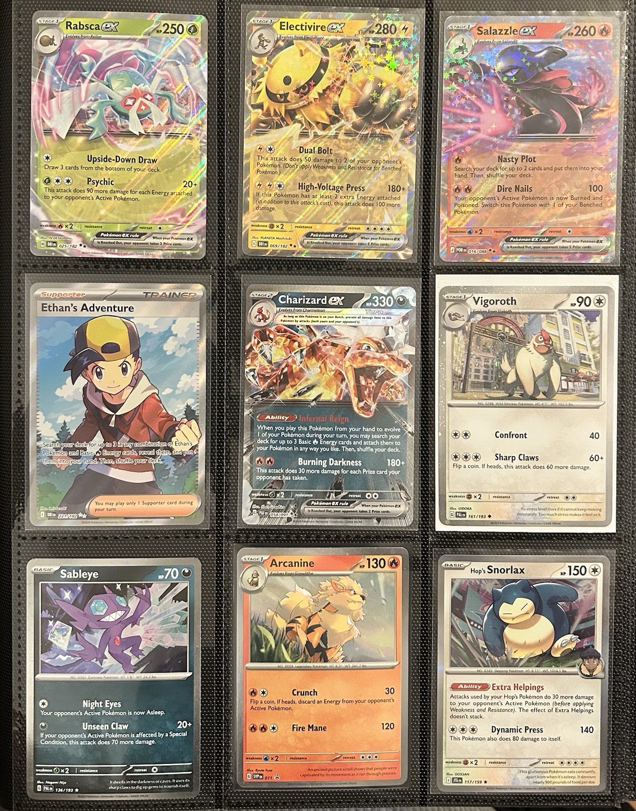 Pokemon 9 Card Lot - Charizard ex, Rabsca ex, Ethan’s adventure Ultra Rare NM