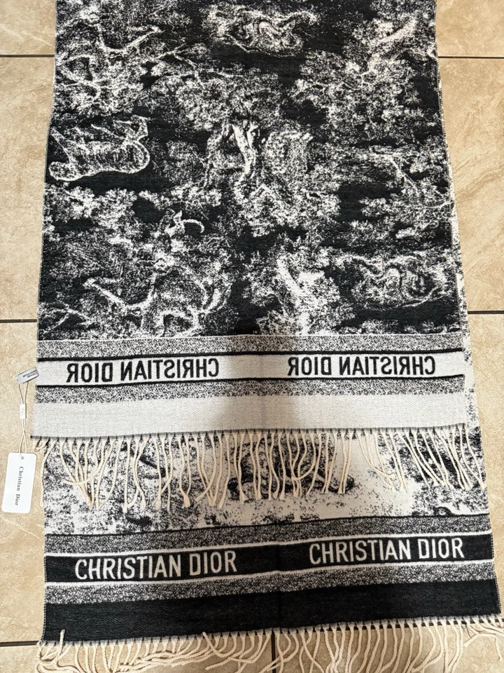 Dior полностью напечатанный логотип кисточки края шаль шарф размер: 50 * 180 см - Изображение 2 из 4