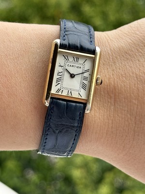 Cartier Tank Vermeil Watch Vintage Manual Lady Swiss Made Argent Plaque Org  20M