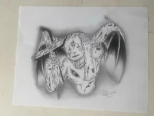 Winged Demon Cross Hand Drawn Prison Art (copy) Signed By Artist