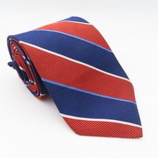 Brooks Brothers Tie Silk Red Blue White Striped 3.25" Wide 58" Long USA