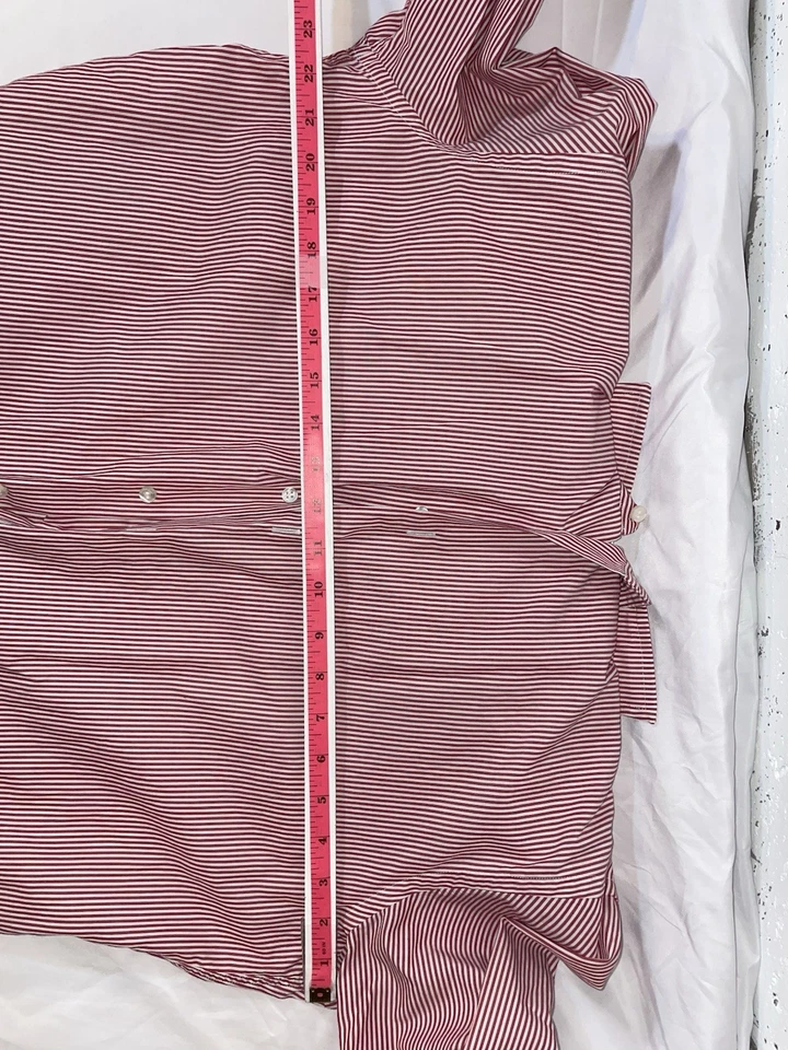 Camisa de vestir Borrelli Punto A Capo a rayas rojas y blancas para hombre XLT hecha en Italia Foto 3 de 4