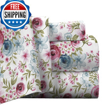 Pointehaven Flannel Deep Pocket Set Oversized Flat Sheet Full Sylvan