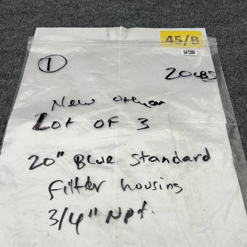 Lot of 3 - 20" Blue Standard Filter Housing with 3/4" NPT Inlet/Outlet New Other - Picture 22 of 23