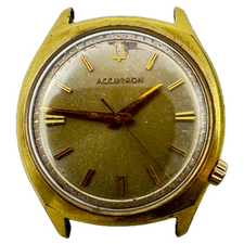 Vintage 1973 Accutron Champagne Sunburst Men's Tuning Fork Wristwatch 218 USA