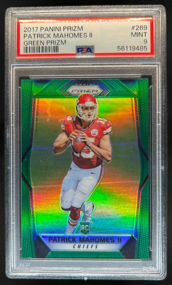 Prizm Patrick Mahomes II RC Green Rookie #269 Chiefs 2017 PSA 9