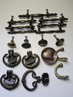 Collection of Vintage Brass Hardware Pieces Drop Bail Pulls and Knobs Used Lot — photo 1