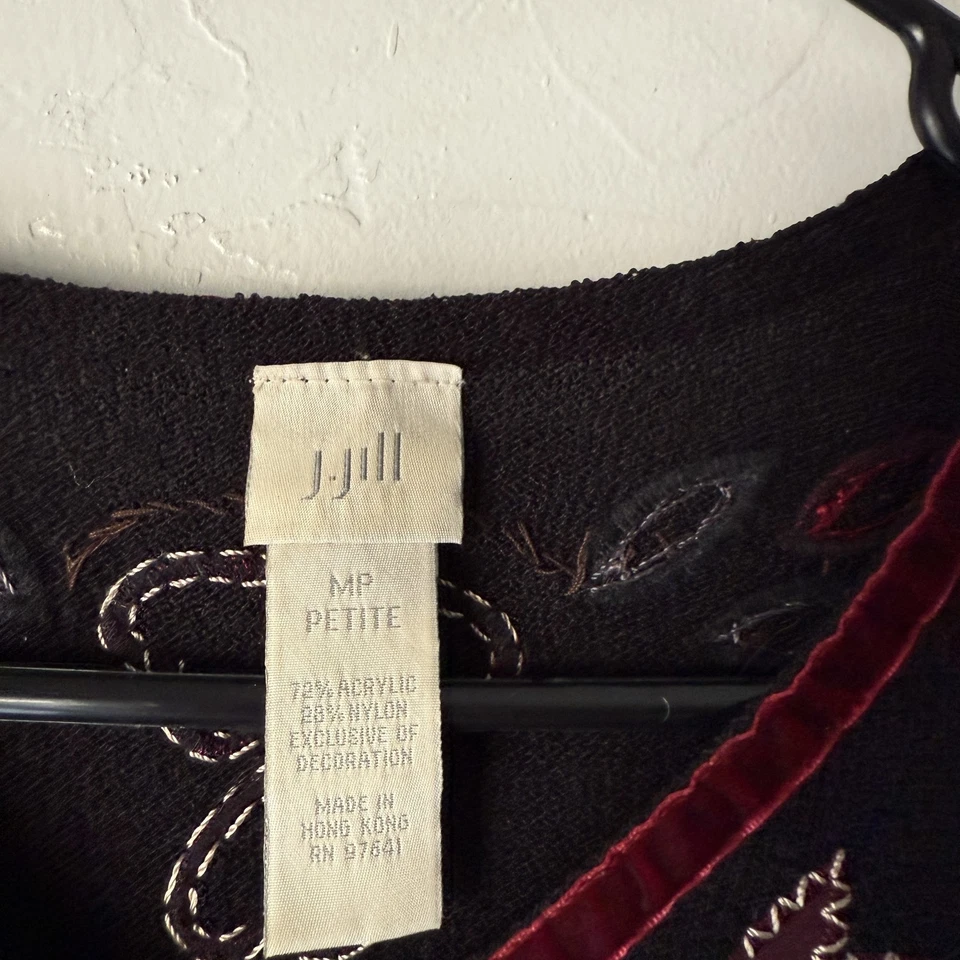 Suéter J Jill Y2k Caprimigoth Mediano Pequeño Floral Bordado Botón Cárdigan Foto 2 de 4