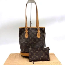 Louis Vuitton Monogram Petit Bucket Bag with Pouch Used Authentic