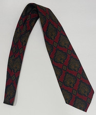 Vtg Polo Ralph Lauren 100 Silk Tie Burgundy Navy Green Gold Paisley Hand Made