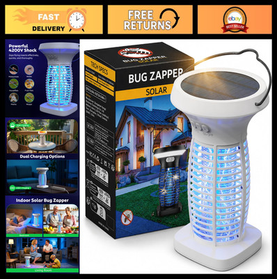 Solar Mosquito Zapper Outdoor Waterproof Electric Fly Trap, Rechargeable Bug Kil
