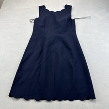 J Crew Womens Size 4 Navy Blue Scalloped Fit Flare Dress Sleeveless