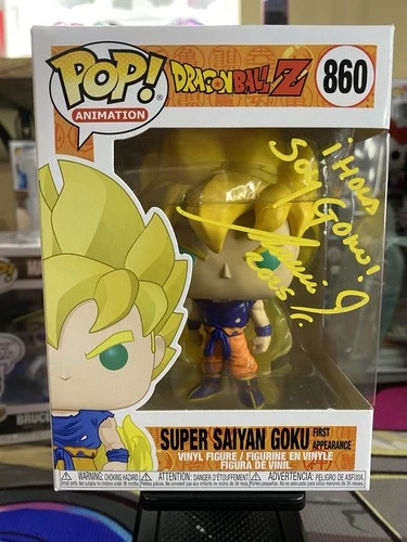 Funko Pop  SUPER SAIYAN GOKU FIRST APPEARANCE #860 Signed by Mario Castañeda !!