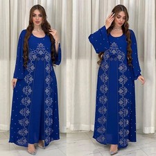 Rhinestone Dubai Abaya Caftan Muslim Women Elegant Party Long Dress Kaftan Robes