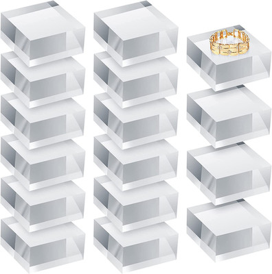 16 Pcs Clear Acrylic Cube Blocks Square Display Block Clear Polished Acrylic Sta