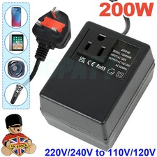 200W Power Voltage Converter Transformer Step Down 220V/240V to 110V/120V 3 Pin
