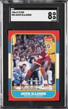 1986-87 FLEER #82 AKEEM OLAJUWON ROOKIE RC SGC 8