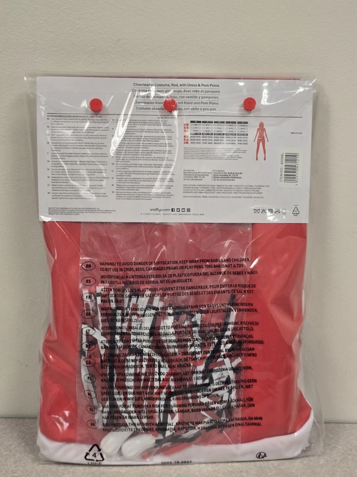 Disfraz de animadora roja Smiffys para mujer talla L NUEVO Foto 3 de 4