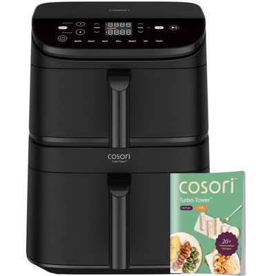Cosori CAF-DC121-AEUR Turbo Tower Doppel-Heißluftfritteuse Airfryer 10L 2800W