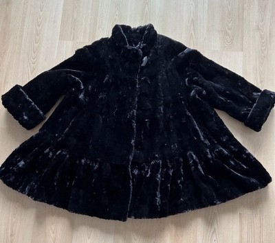 Appearance Paris Damen Mantel Kunstfell Schwarz Gr.44 Elegant A-Linie Faux Fur