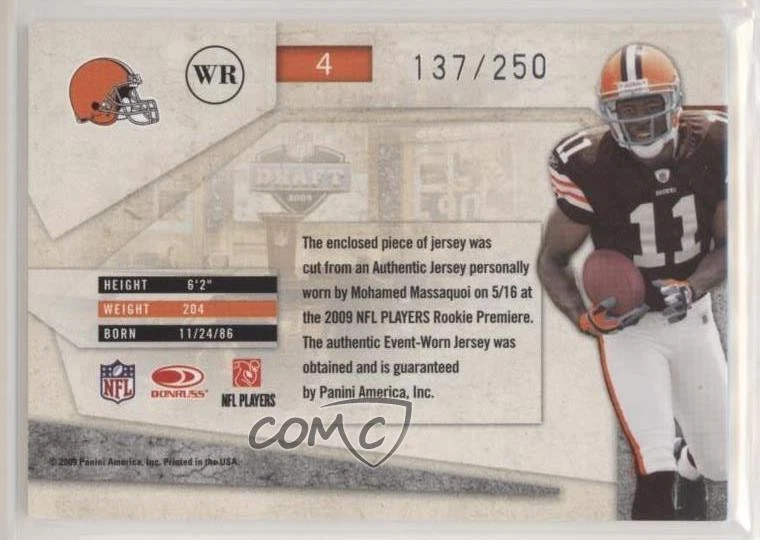2009 Playoff Absolute Memorabilia War Room Materials Mohamed Massaquoi Rookie RC - Image 2 of 2