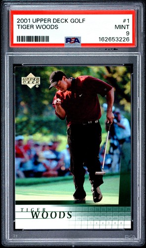 2001 UD GOLF #1 TIGER WOODS PSA 9