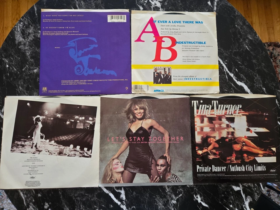 Janet Jackson, Tina Turner, Aretha Franklin Single Vinyl Records Lot Of 5 - Image 2 of 4