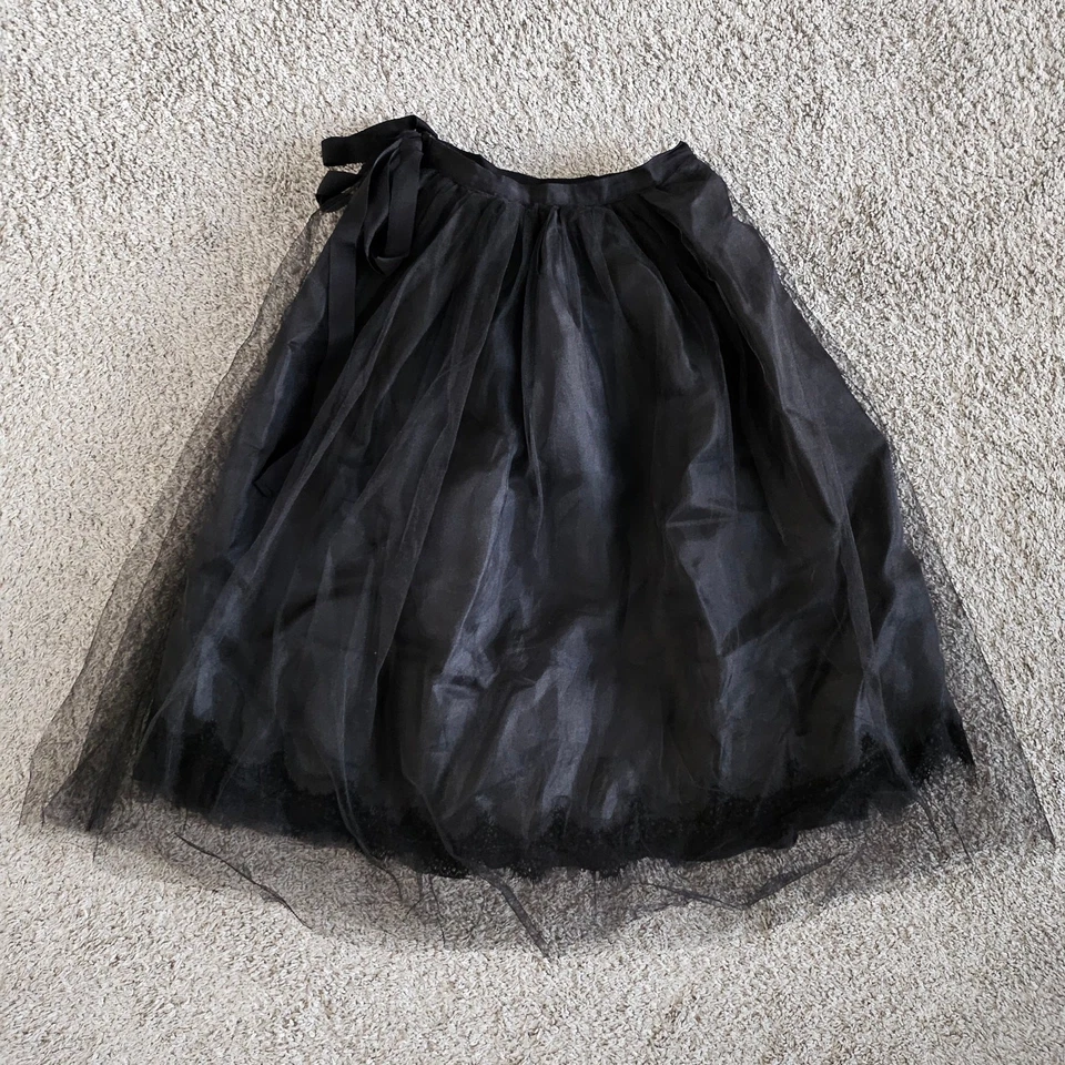 BCBGeneration Mujer Línea A Tul Corbata Falda Negra Talla 0 Balletcore Encaje Usada en Excelente Condición Foto 2 de 4