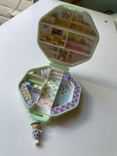 POLLY POCKET VINTAGE 1990 POLLY'S SCHOOL Bluebird Green Case and Polly 1 Figure