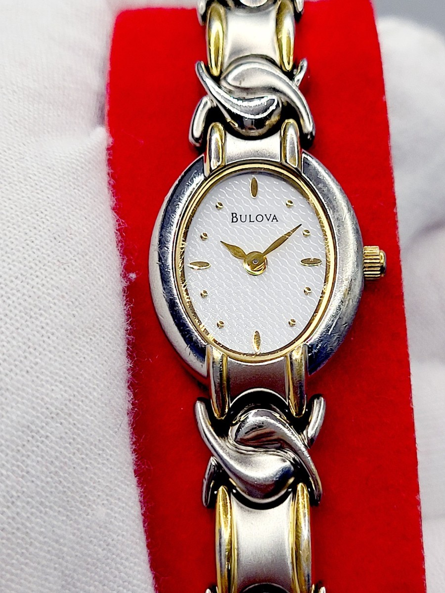 Works [N. MINT] 2000 Bulova 18mm Vintage Textured Dial Two Tone