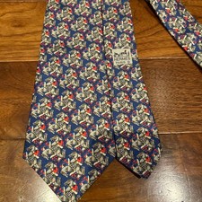 HERMES Horse riding patterns Tie Navy Auth Men Width 3.54"