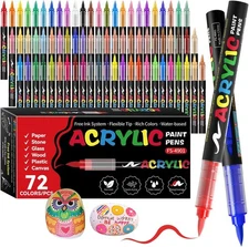 72 Colors Acrylic Paint Markers Set – Soft Brush Tip Pens for DIY Crafts & Art 