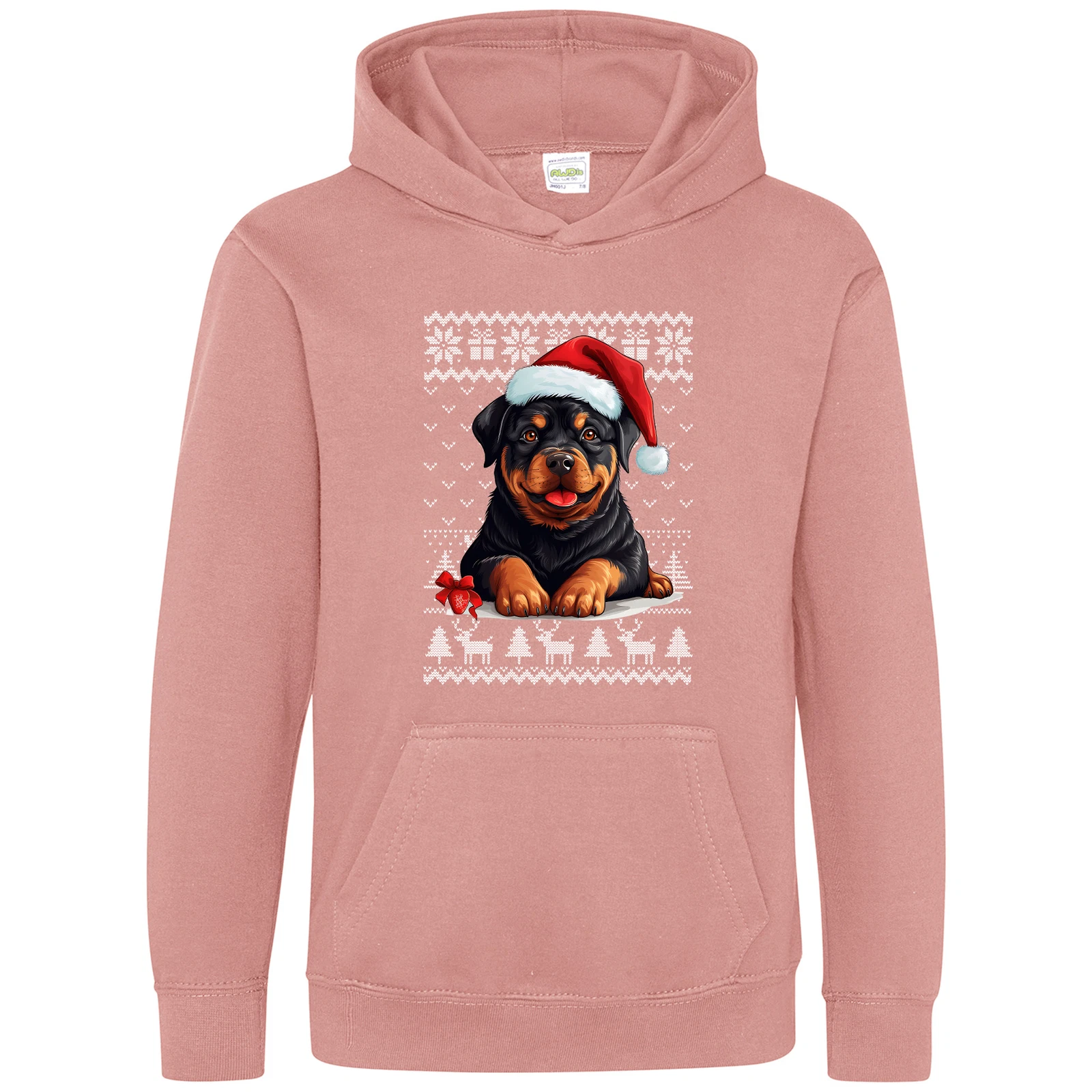 VETEMENTS Felpa con cappuccio bambini Natale Rottweiler cane fiocco di neve regali alberi renne