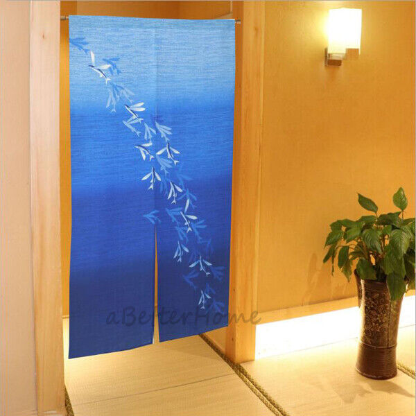 Japanese Noren Door Doorway Hanging Curtain  Room Divider Tapestry Blue Fly Fish