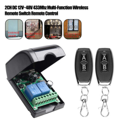 2CH Funkschalter System DC12V 24V Relais Empfänger Modul+2* 433Mhz Fernbedienung