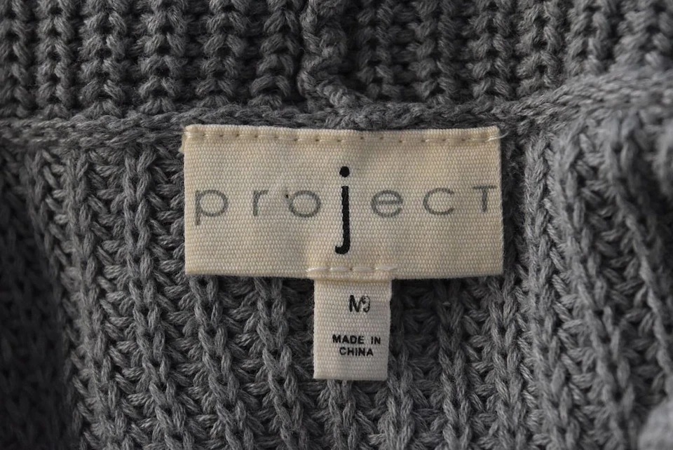 Suéter Project Talla M Gris Tejido Sin Mangas Algodón Capucha Cuello Top Camisa Foto 4 de 4