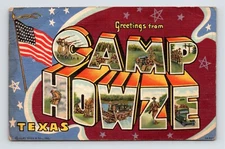 Camp Howze in Texas- Curt Teich- Window Bubble Letters-WW2 Army- Linen Postcard