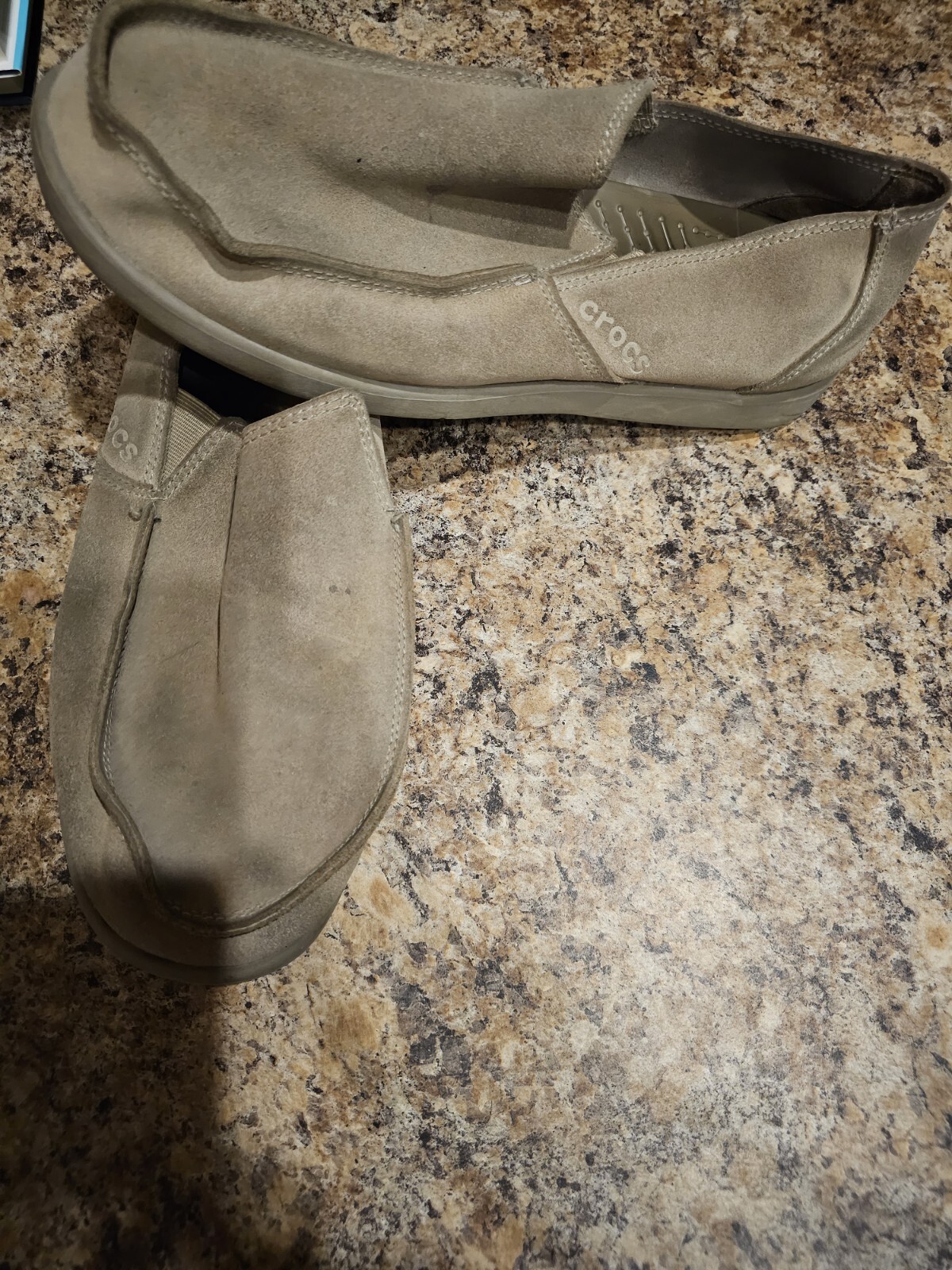 Crocs Santa Cruz Tan Suede Loafers Slip-On Shoes Men Size 12-image