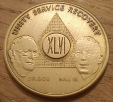 46 Year Alcoholics Anonymous AA Founders Bronze Medallion Coin Sobriety Chip.
