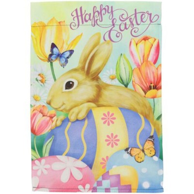Frohe Ostern! Bunny and Eggs ''Happy Easter'' Outdoor Garden Flag 18''