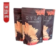 (Pack of 3) Organic RYZE Mushroom Coffee 30 Servings Per Pack [Shipping Free-US]