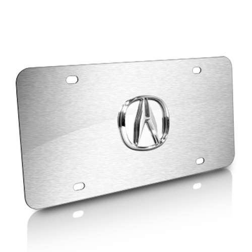 Acura 3D Logo Brushed Stainless Steel License Plate - Bild 1 von 3