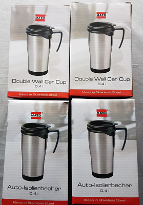 4x Double Wall Car Cup Auto Isolierbecher NEU & OVP Edelstahl