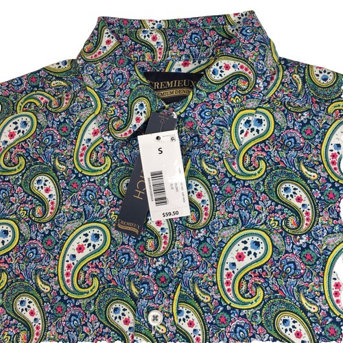 Men's CREMIEUX Long Sleeve Shirt S Small Blue Multicolor Paisley Print New NICE - Picture 3 of 7
