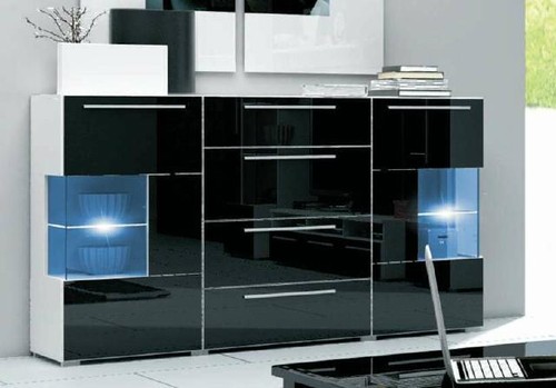 Designer Kommode Glas Vitrine Sideboard Highboard Schrank Led Hochglanz Kommoden - Bild 1 von 1