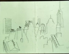 George Grosz "NYC skyline " 35mm Dadaism New Objectivity Slide