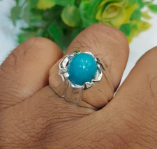 Natural Hussaini Feroza Stone Ring Nishapuri Turquoise Ring Silver Unique Design