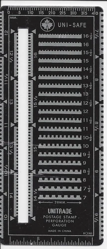 Uni-Safe Metal Perforation Gauge w/slot and Metric and Inch Ruler U428